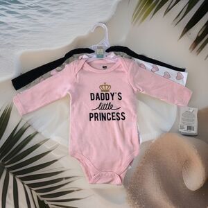 Hudson Baby 3 Long Sleeve Bodysuits 0-3 Months NWT